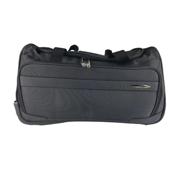 KKDK Handbags - KKDK Unisex Adult Black Gray Double Handles Pockets Trolley Duffle‎ Luggage Bag